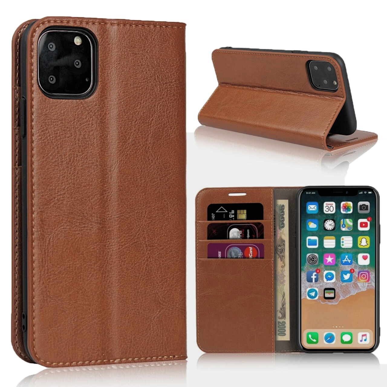 Suojakotelo Aito Nahka iPhone 11 Pro Ruskea