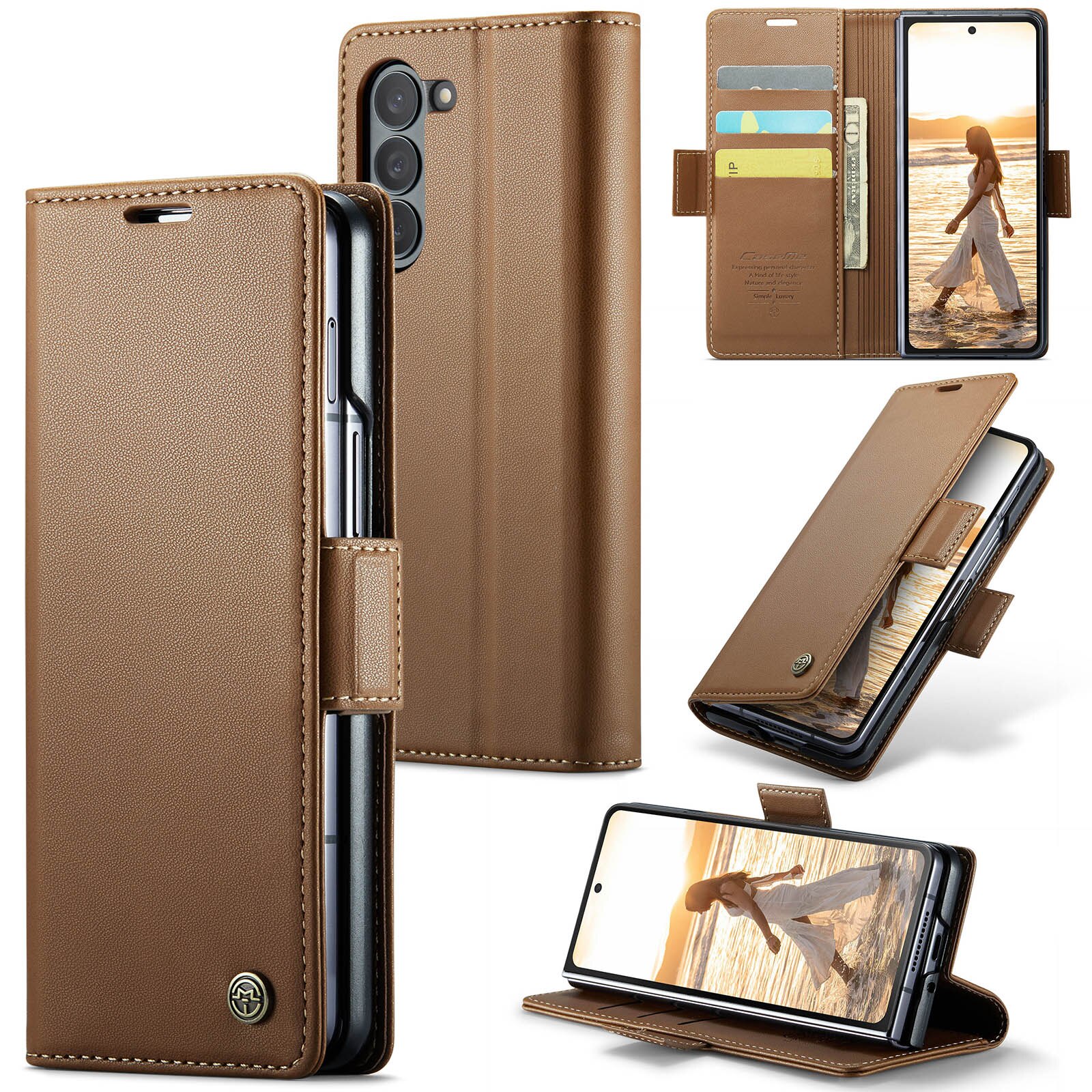 RFID-blocking Slim Lompakkokotelo Samsung Galaxy Z Fold 6 ruskea