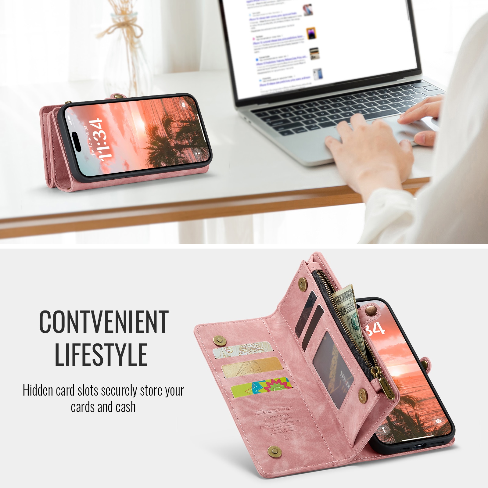 Multi-slot Suojakotelo iPhone 16 Plus Vaaleanpunainen