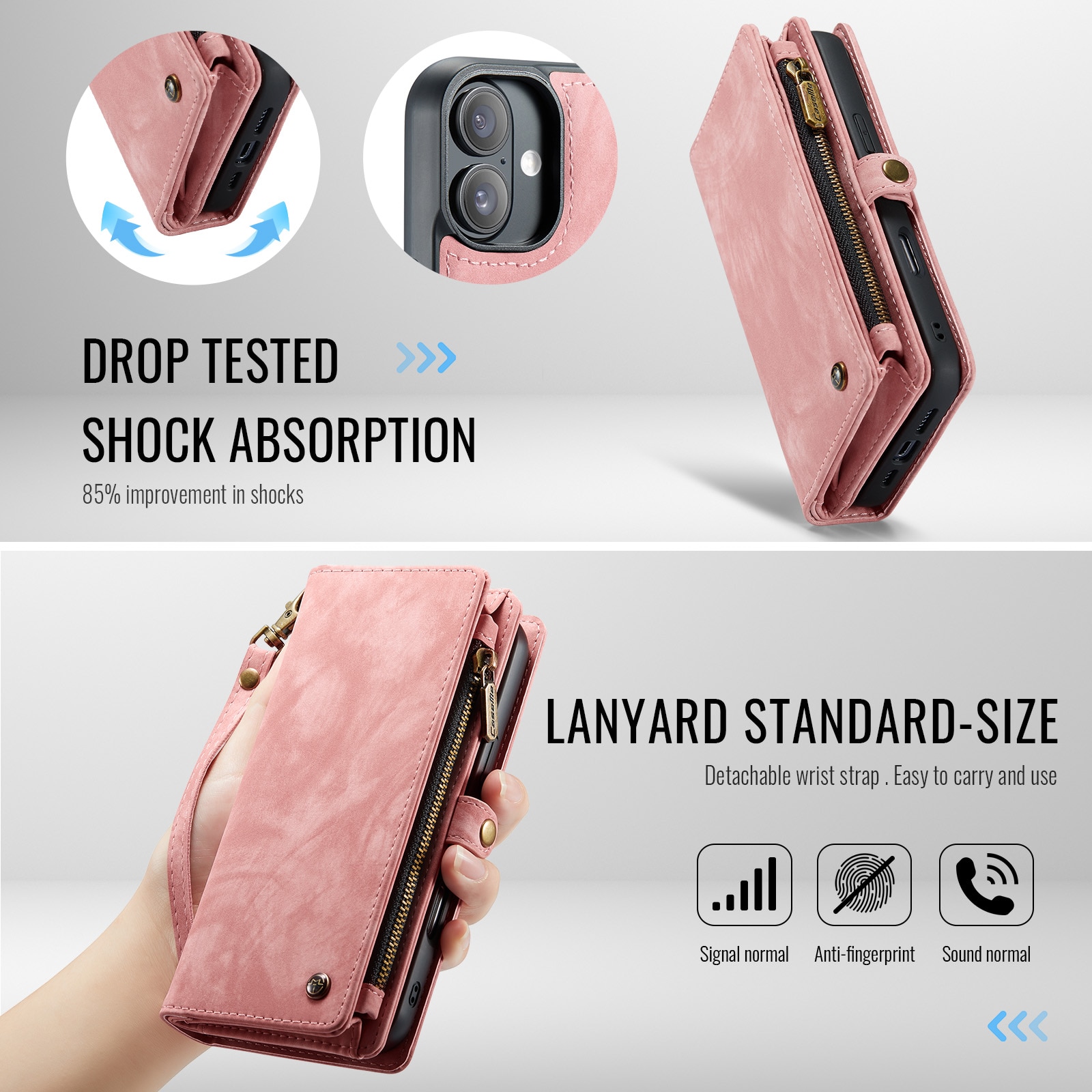 Multi-slot Suojakotelo iPhone 16 Plus Vaaleanpunainen