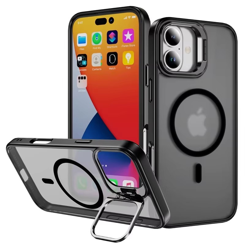 Hybridikuori Kickstand MagSafe iPhone 16 Plus Musta
