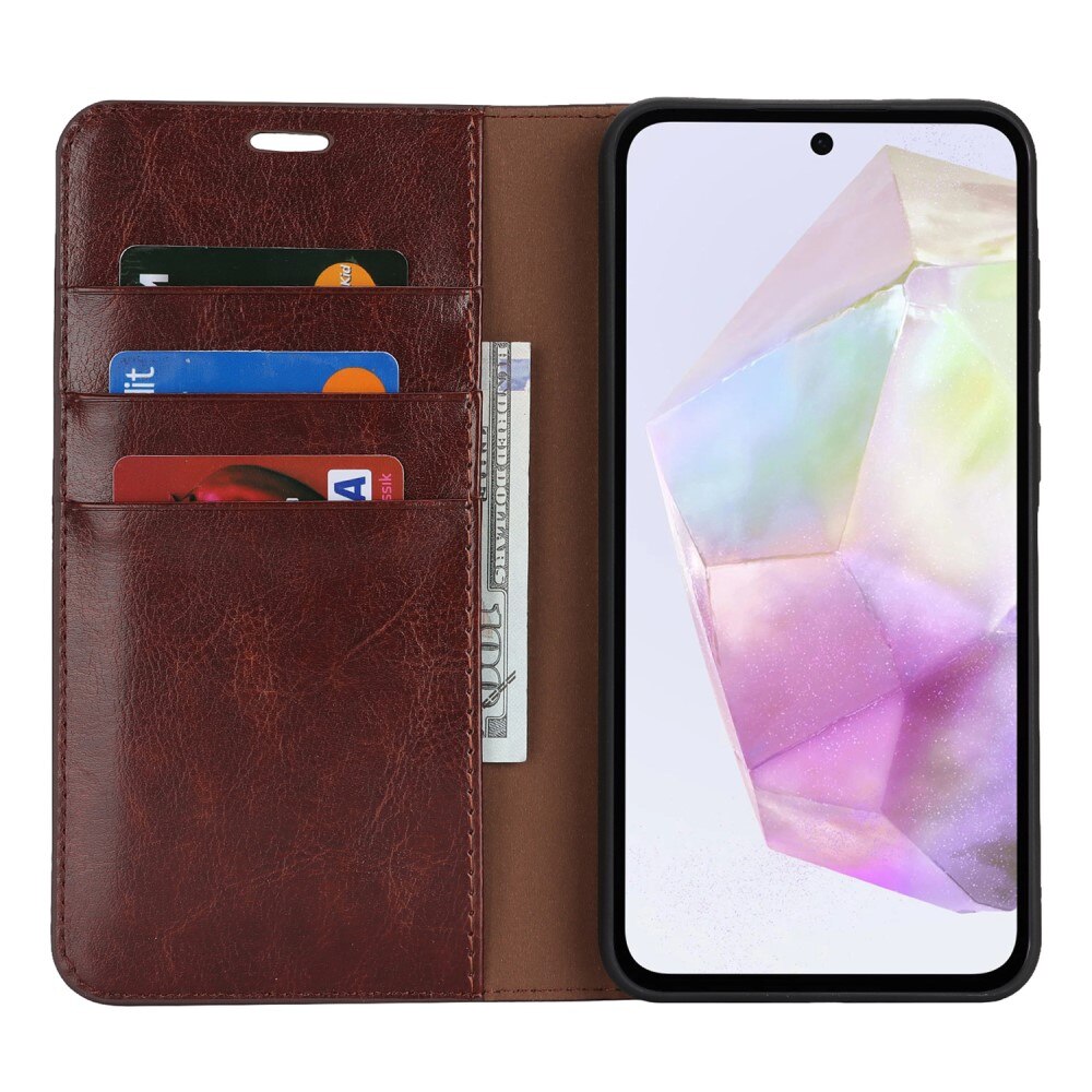 Suojakotelo Aito Nahka Samsung Galaxy A56 Ttummanruskea