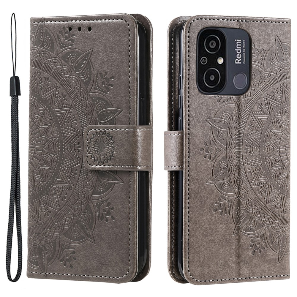 Nahkakotelo Mandala Xiaomi Redmi 12C harmaa
