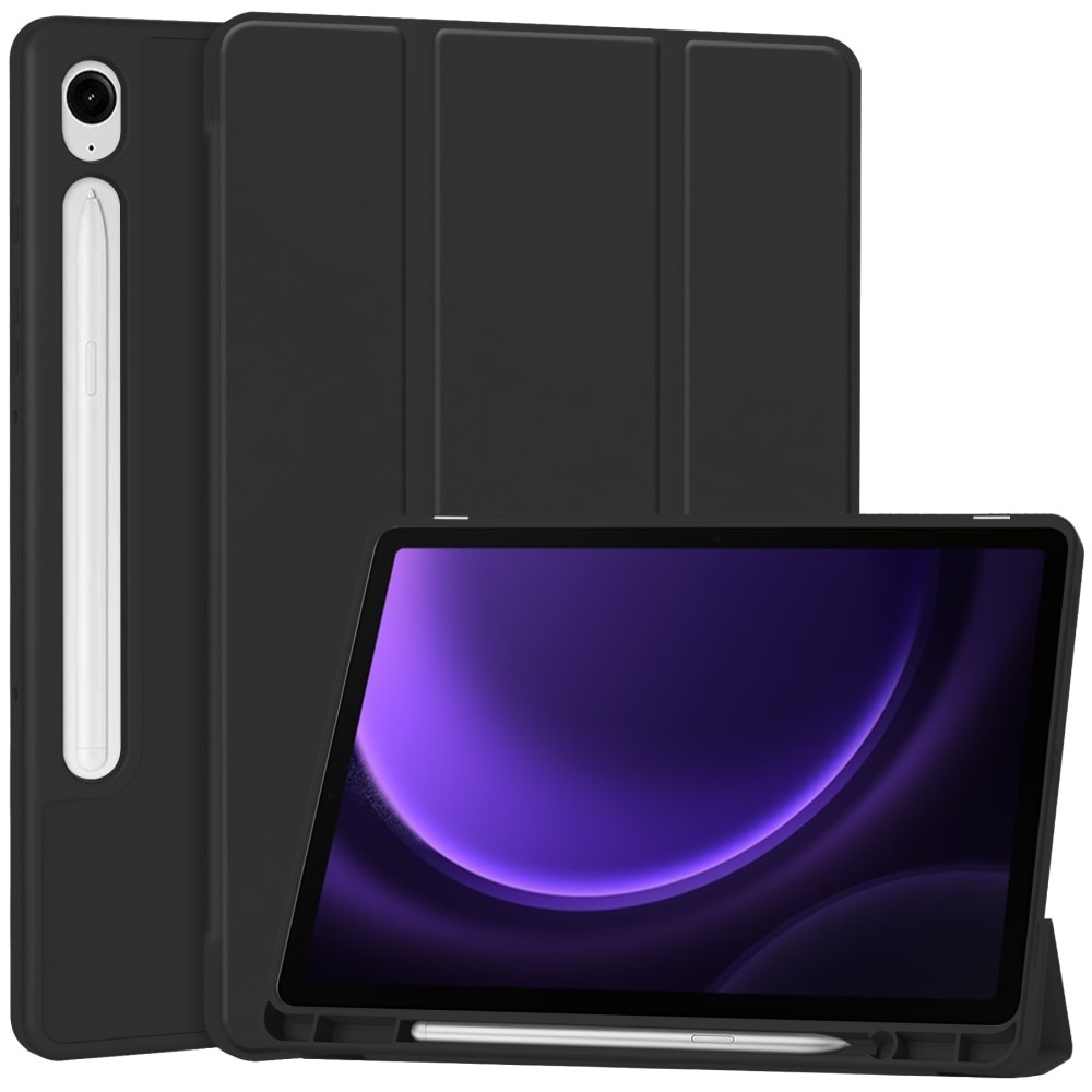 Samsung Galaxy Tab S9 FE Kotelo Tri-fold Kynäpidikkeellä Musta