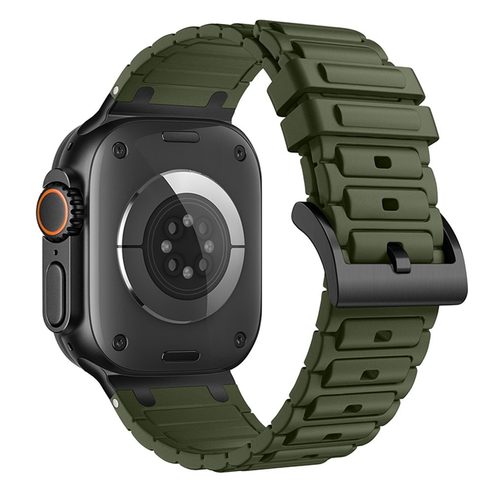 Tough Silicone Strap Apple Watch Series 8 45mm Tummanvihreä