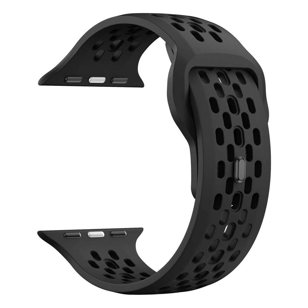 Silikoniranneke Urheilu Apple Watch Series 8 45mm Musta