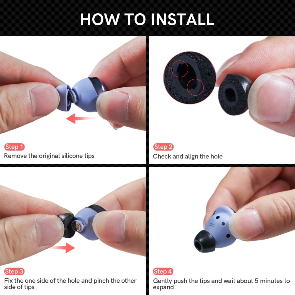 Memory Foam Ear Tips (3-pack) Samsung Galaxy Buds 2 Pro musta