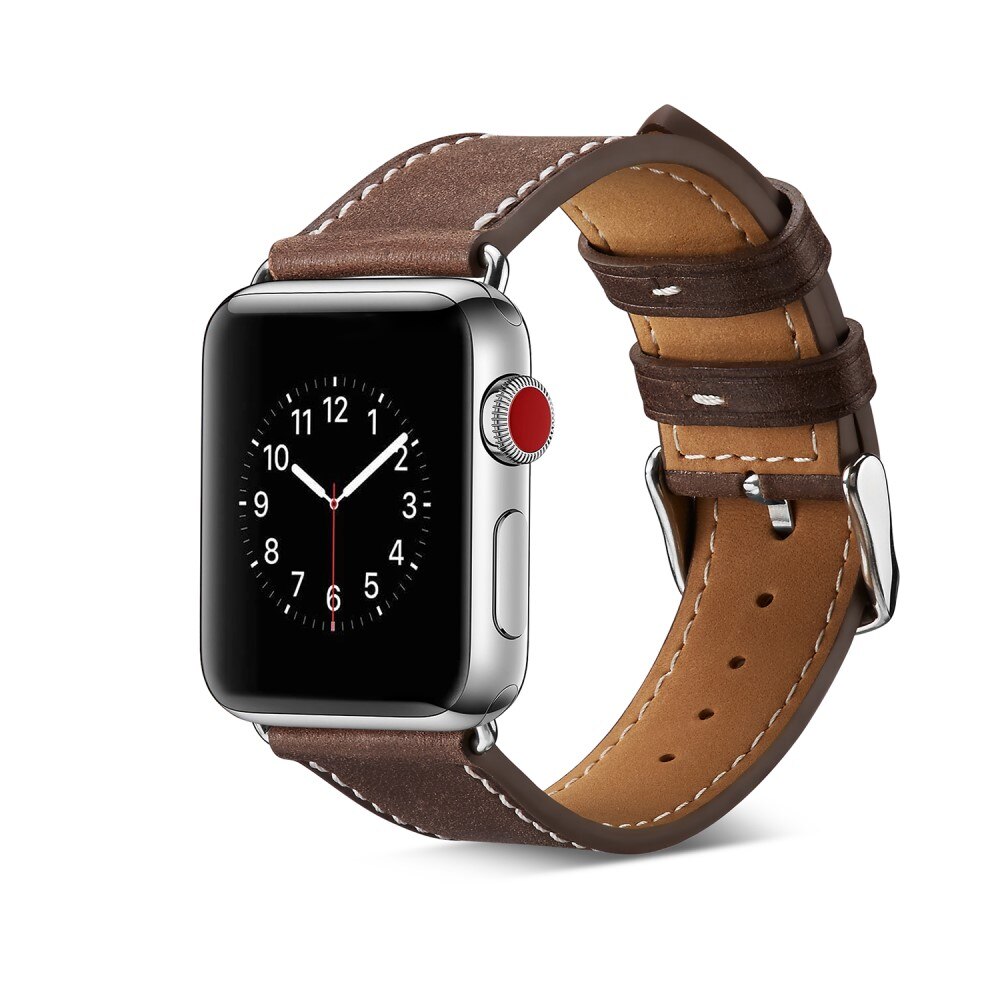 Nahkaranneke Apple Watch Series 8 45mm Ruskea